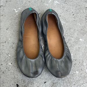 Tieks metallic silver ballet flats